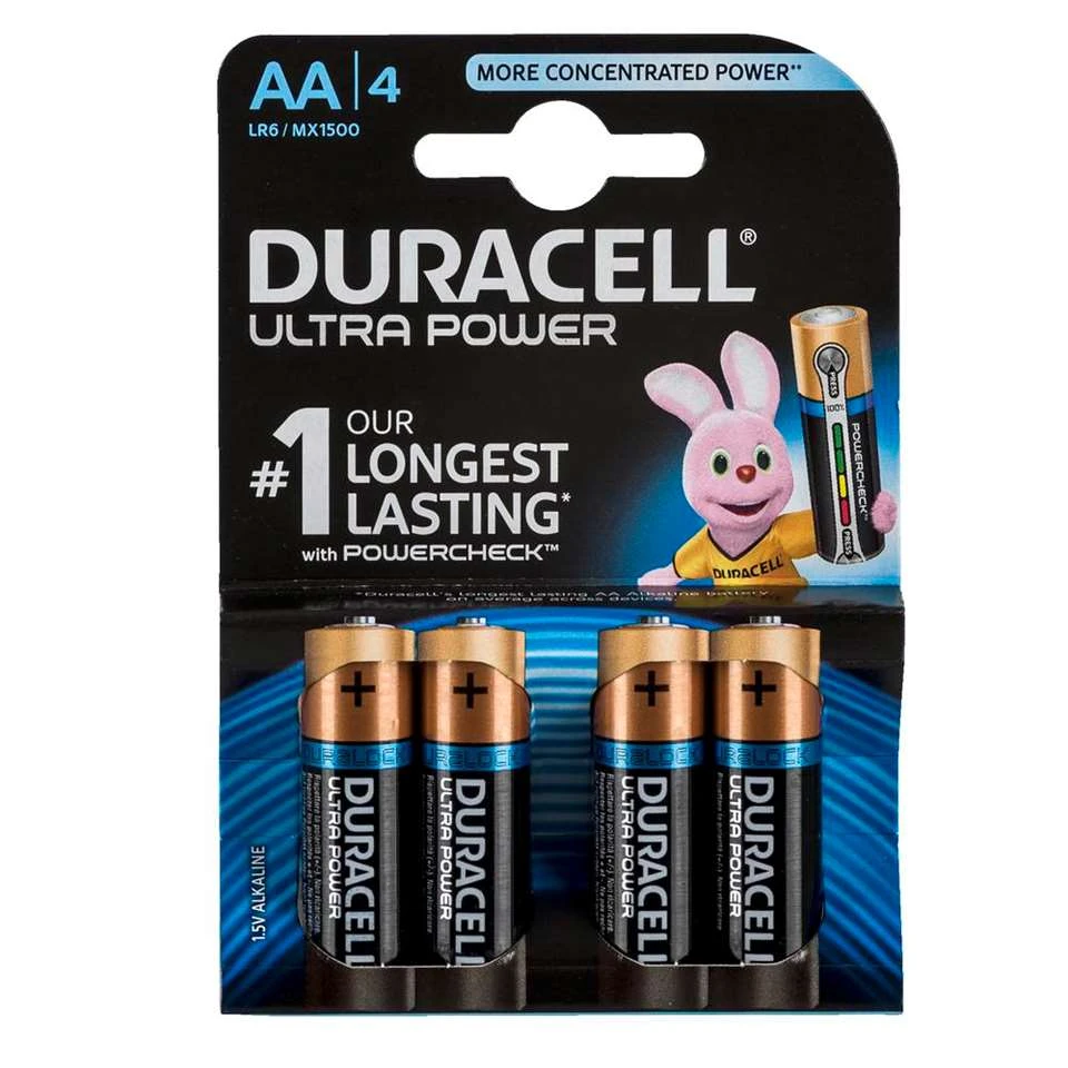 Duracell Ultrapower AA Alkaline Batterijen - 4 Stuks 3 Duracell Ultrapower AA Alkaline Batterijen - 4 Stuks
