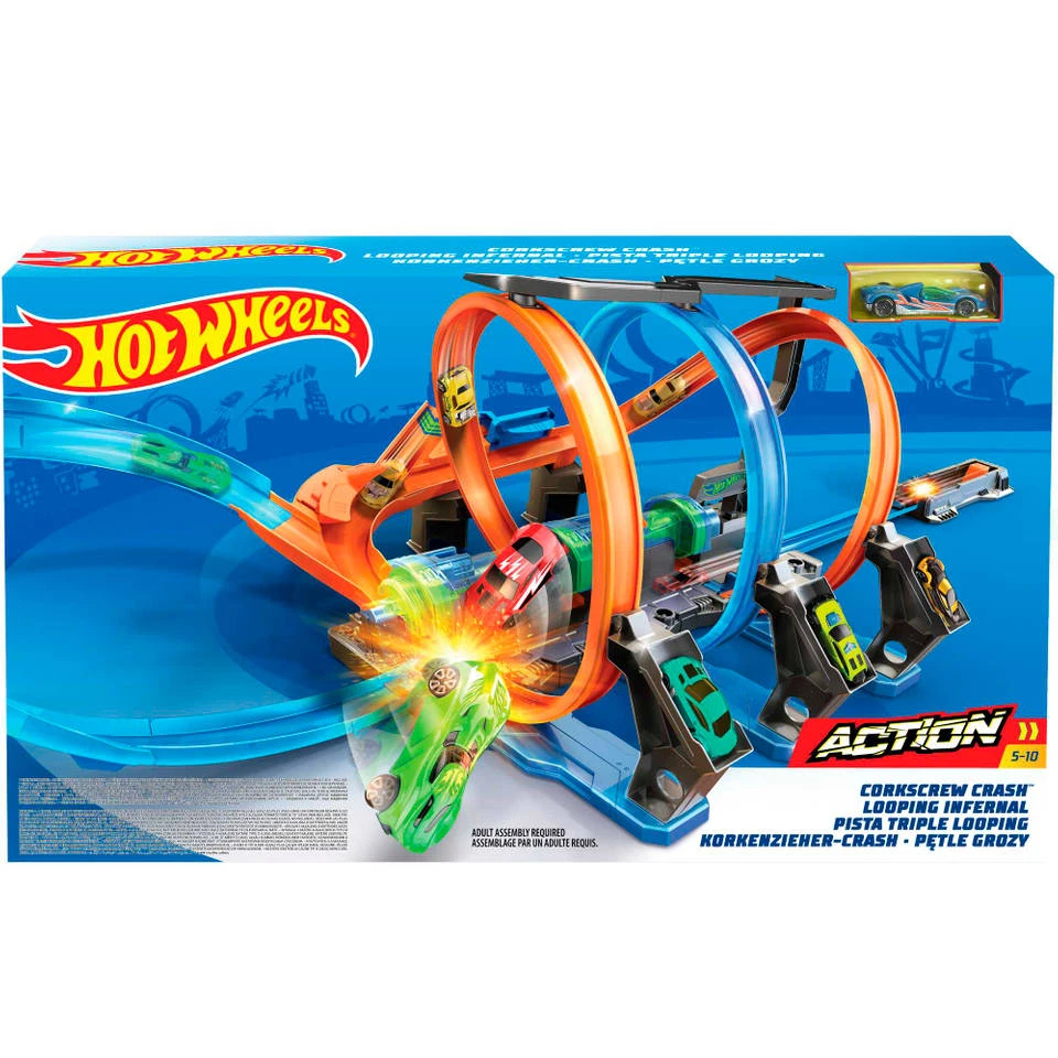 Hot Wheels Kurkentrekker Crash Racebaanset 3 Hot Wheels Kurkentrekker Crash Racebaanset