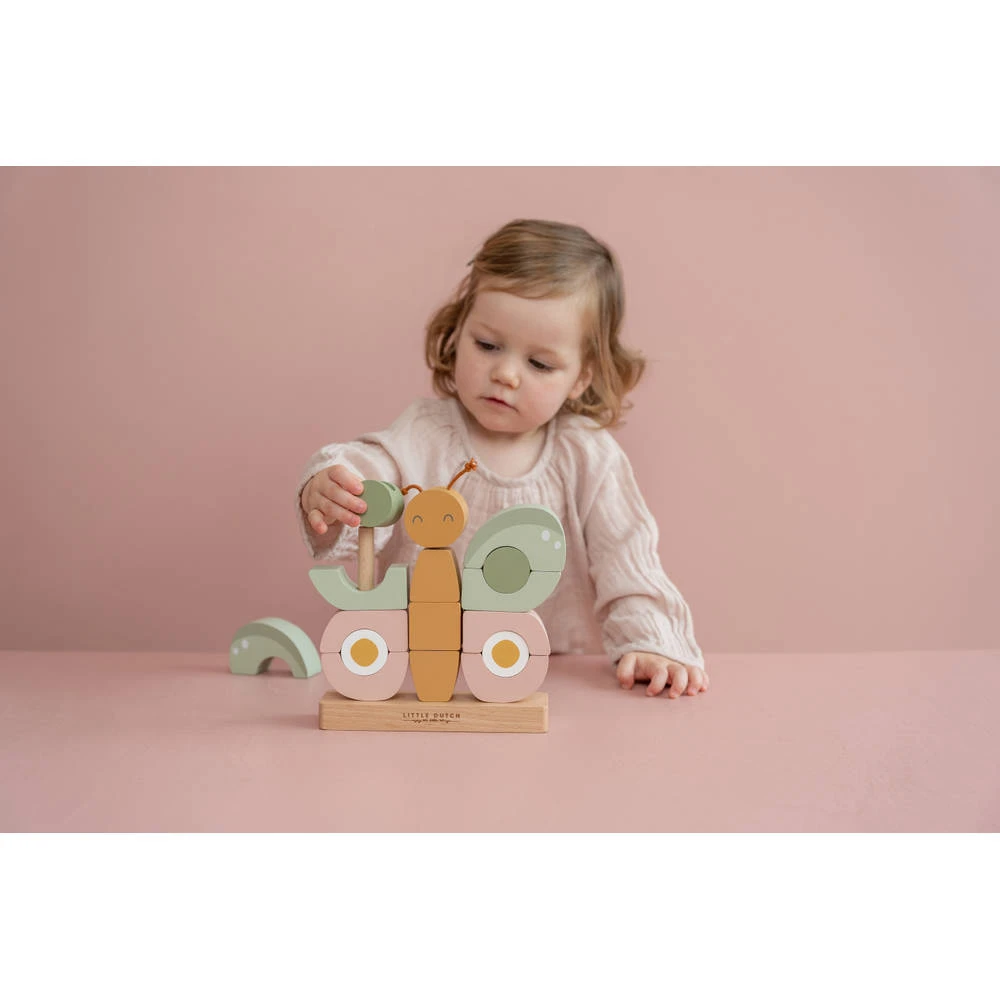 Little Dutch Flowers & Butterflies Stapelblokken Vlinder 4 Little Dutch Flowers & Butterflies Stapelblokken Vlinder - Afbeelding 2