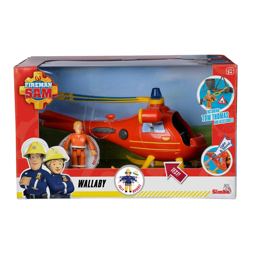 SIMBA Brandweerman Sam Wallaby Helikopter Met Speelfiguur Tom Thomas 3 SIMBA Brandweerman Sam Wallaby Helikopter Met Speelfiguur Tom Thomas