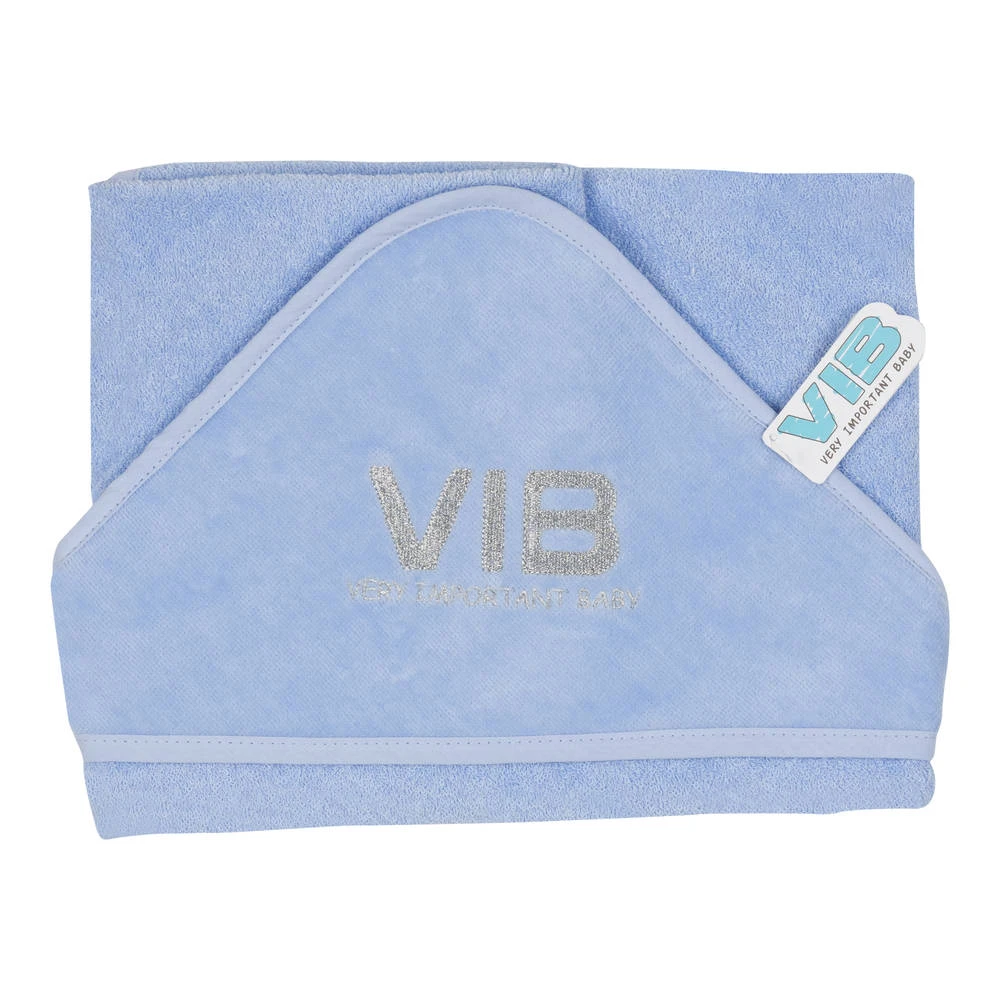 No Brand VIB Badcape Very Important Baby - Lichtblauw/zilver 3 No Brand VIB Badcape Very Important Baby - Lichtblauw/zilver