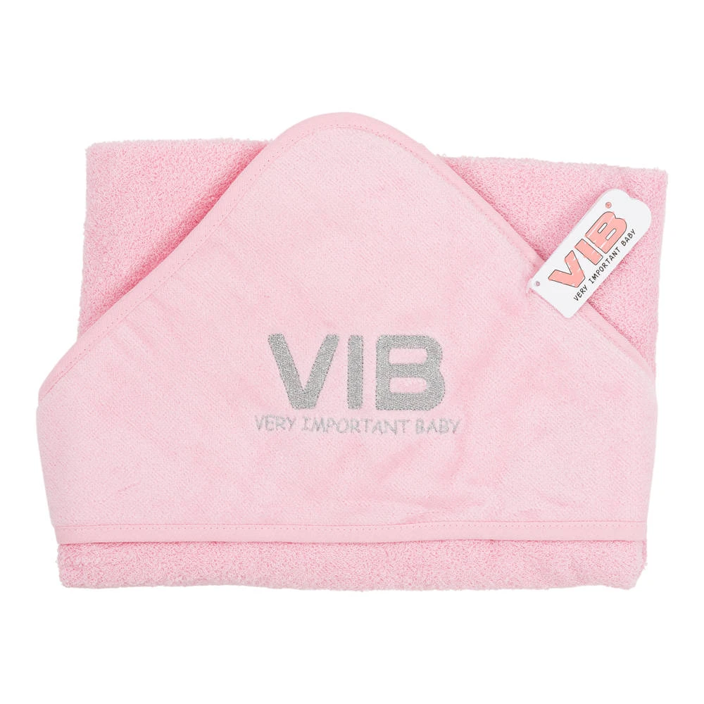No Brand VIB Badcape Very Important Baby - Roze/zilver 2 No Brand VIB Badcape Very Important Baby - Roze/zilver