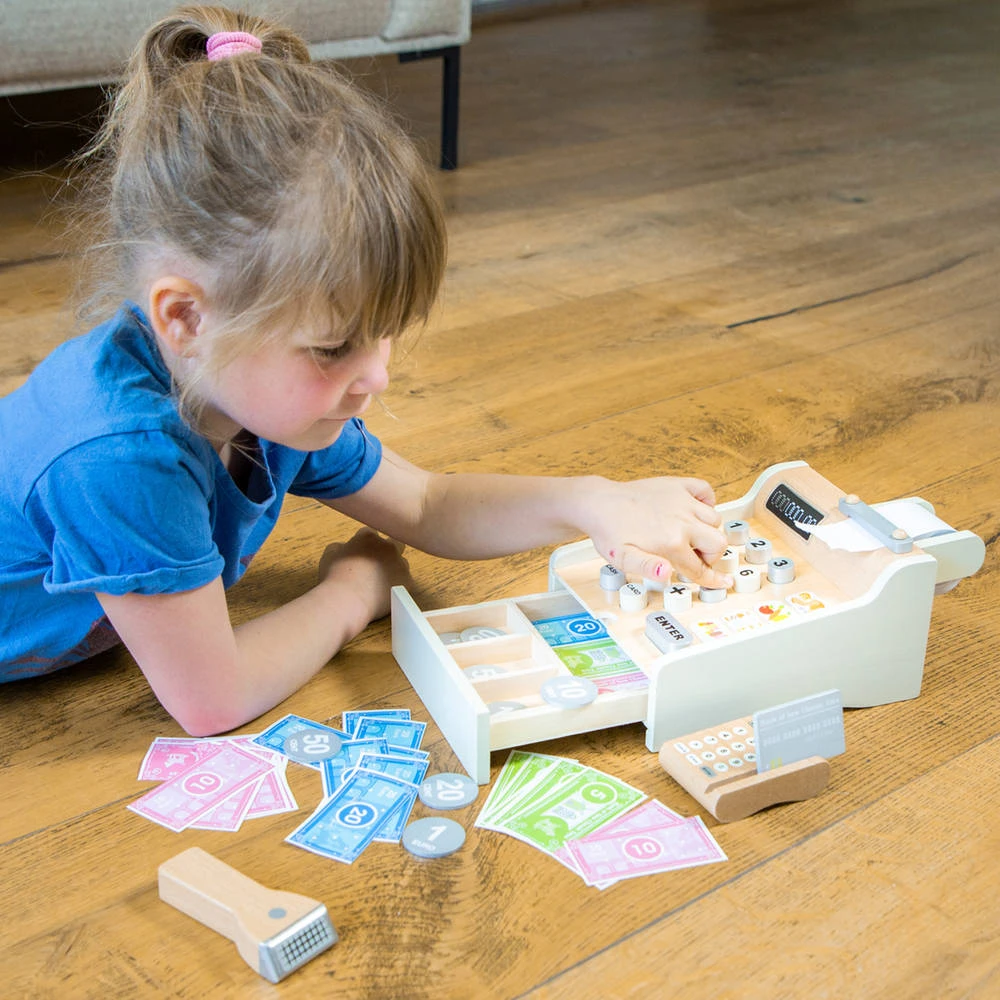 No Brand New Classic Toys Houten Kassa - Wit 6 No Brand New Classic Toys Houten Kassa - Wit - Afbeelding 4